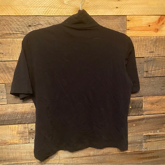 St John Sport Black Soft Stretch Mock Neck Short Sleeve Top - Picture 3 of 4